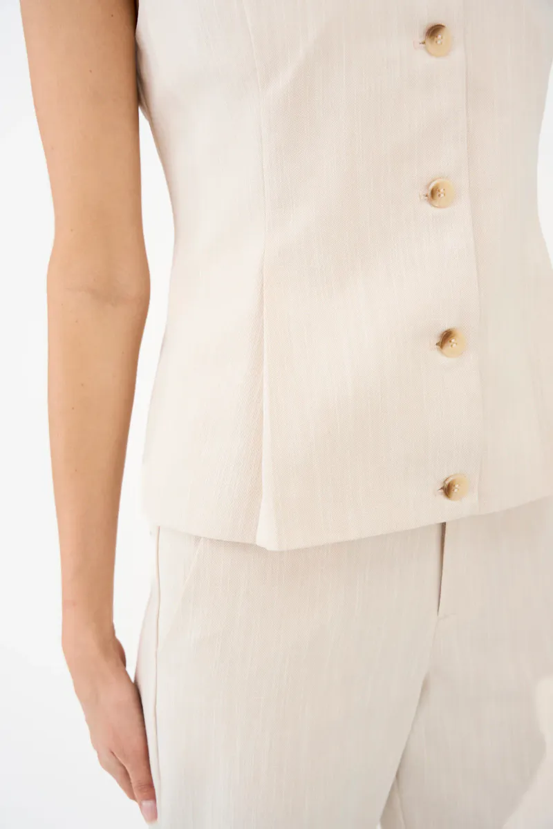 Pieszak Aika Peplum Top Solaris Sand Melange