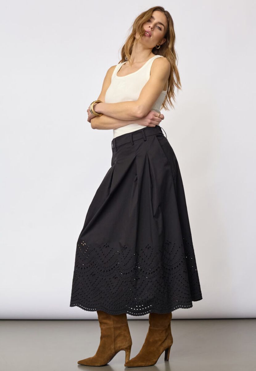 Cocouture Poppy Pleat Scallop Skirt Black 