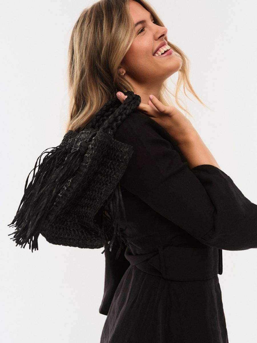 Ella and il Sigrid Straw Bag Black 