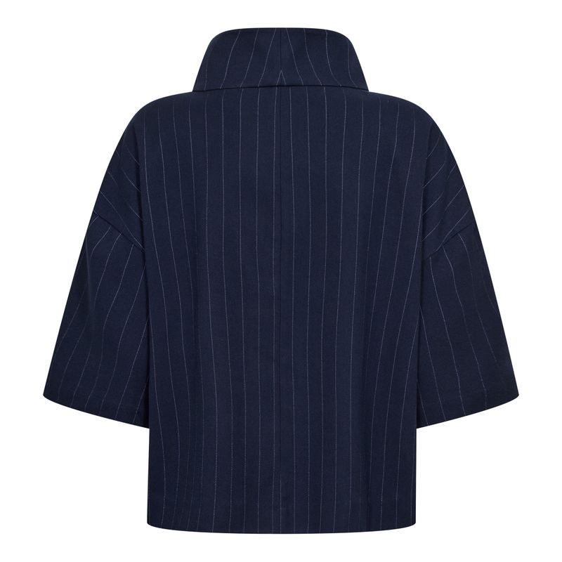 Cocouture Gabie Pin Funnel Neck Blouse Navy