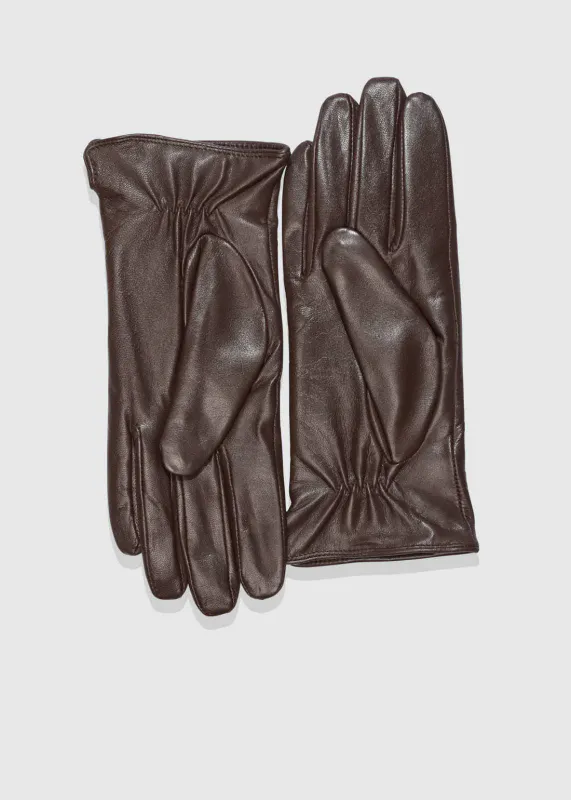 Aks Label Classic Leather Gloves Cognac