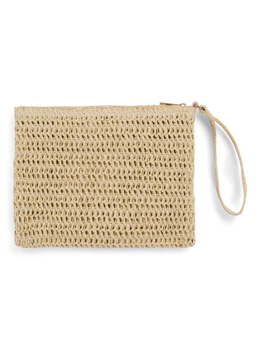 Ella and il Mim Straw Clutch Beige 