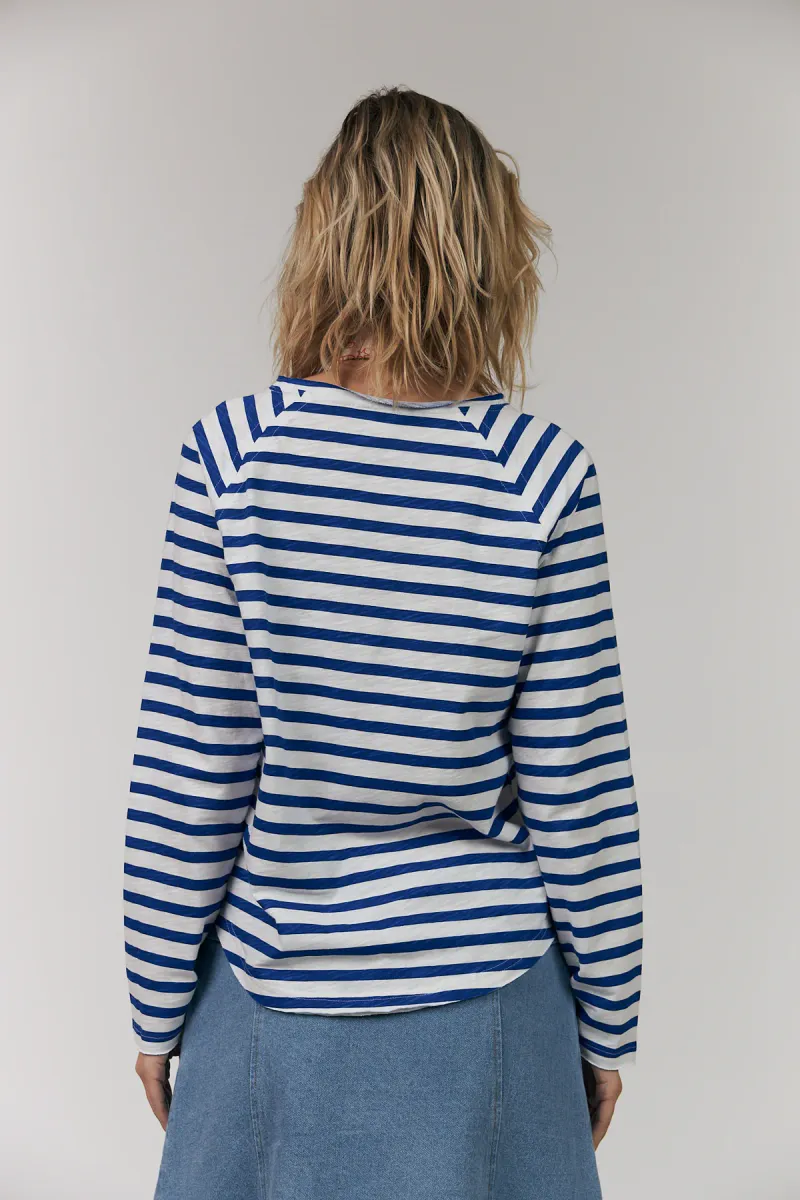 Lollys Laundry Liva Tee Neon Blue Stripe 