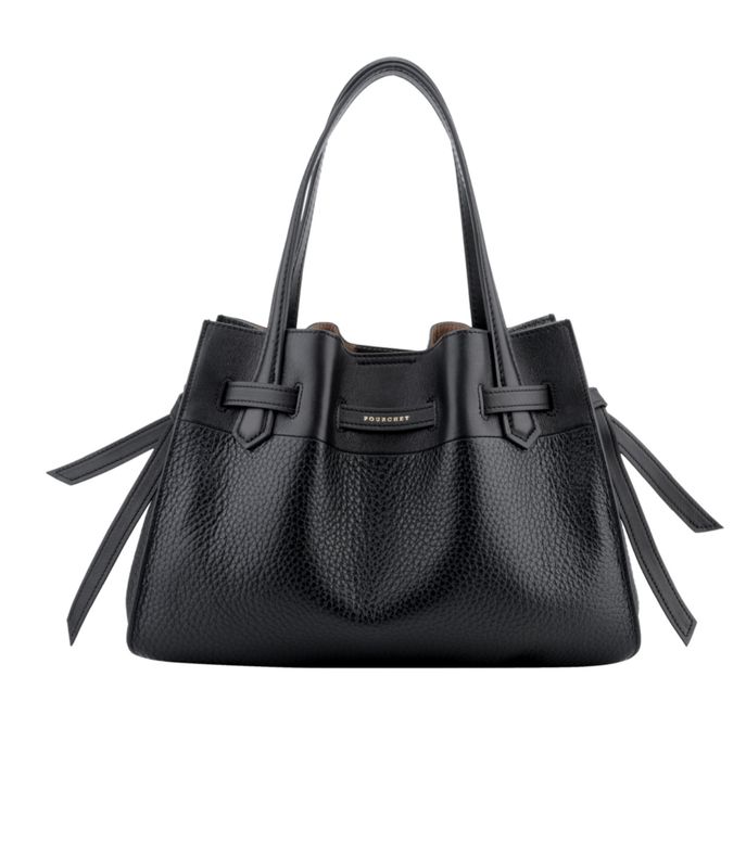 Pourchet Paris Blossom Cowhide Leather Large Black 
