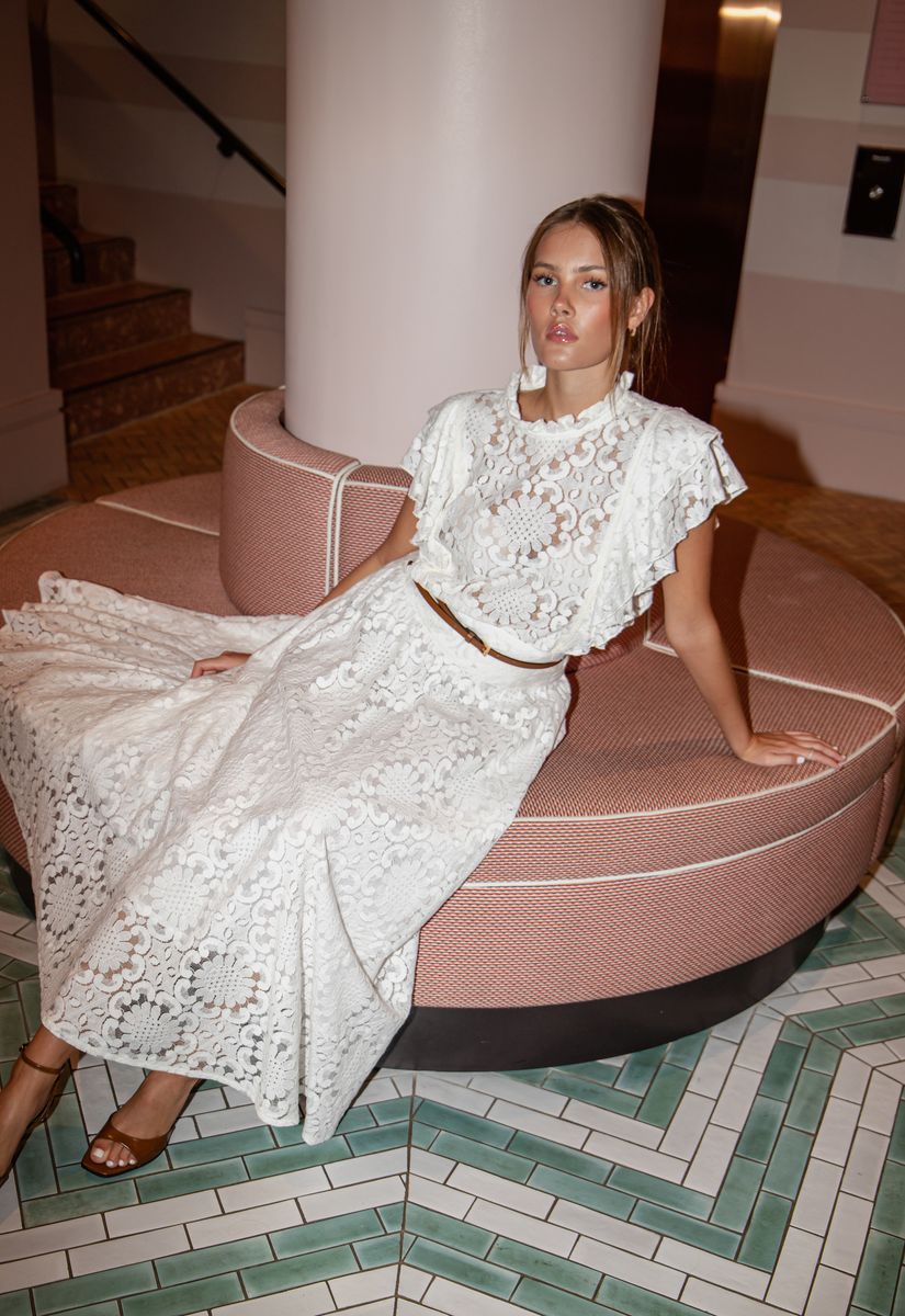 MISSMAYA Astrid Skirt Chantilly Lace White