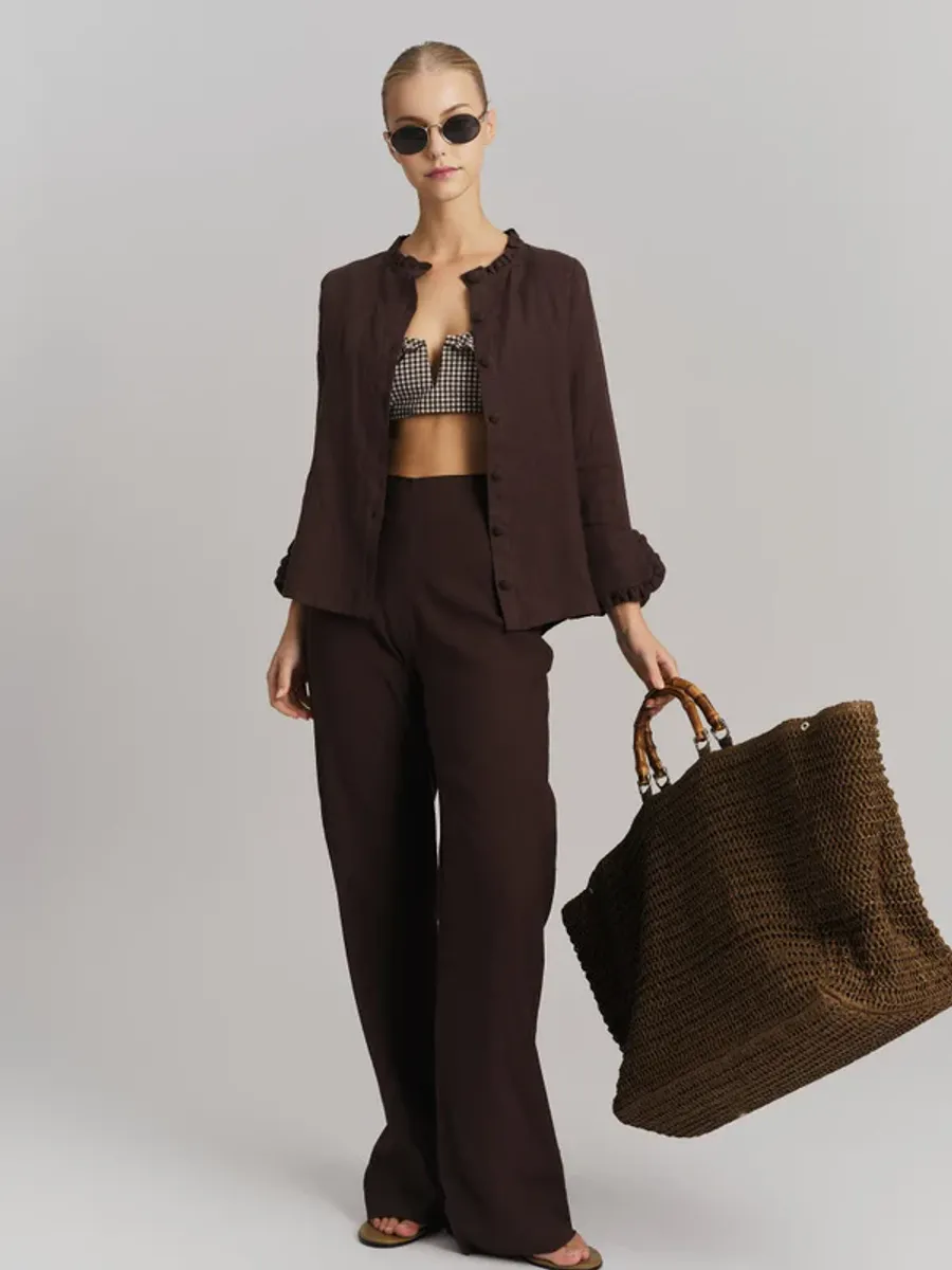 Ella and il Kristine Straw Bag Brown 