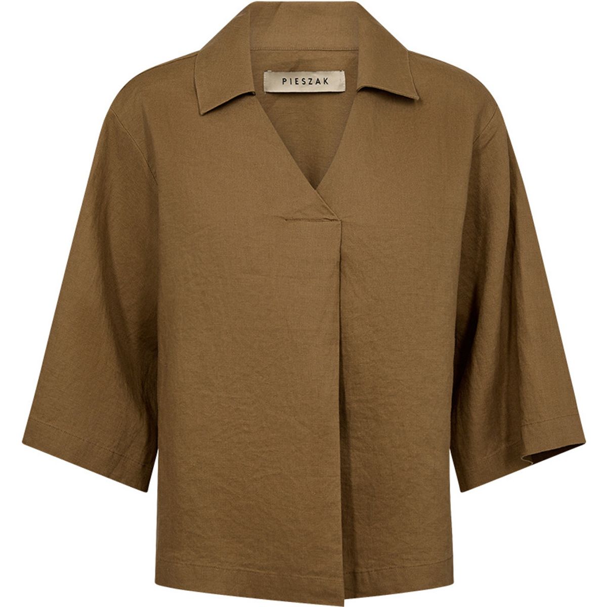 Pieszak Lina Linen V-neck Blouse Camel