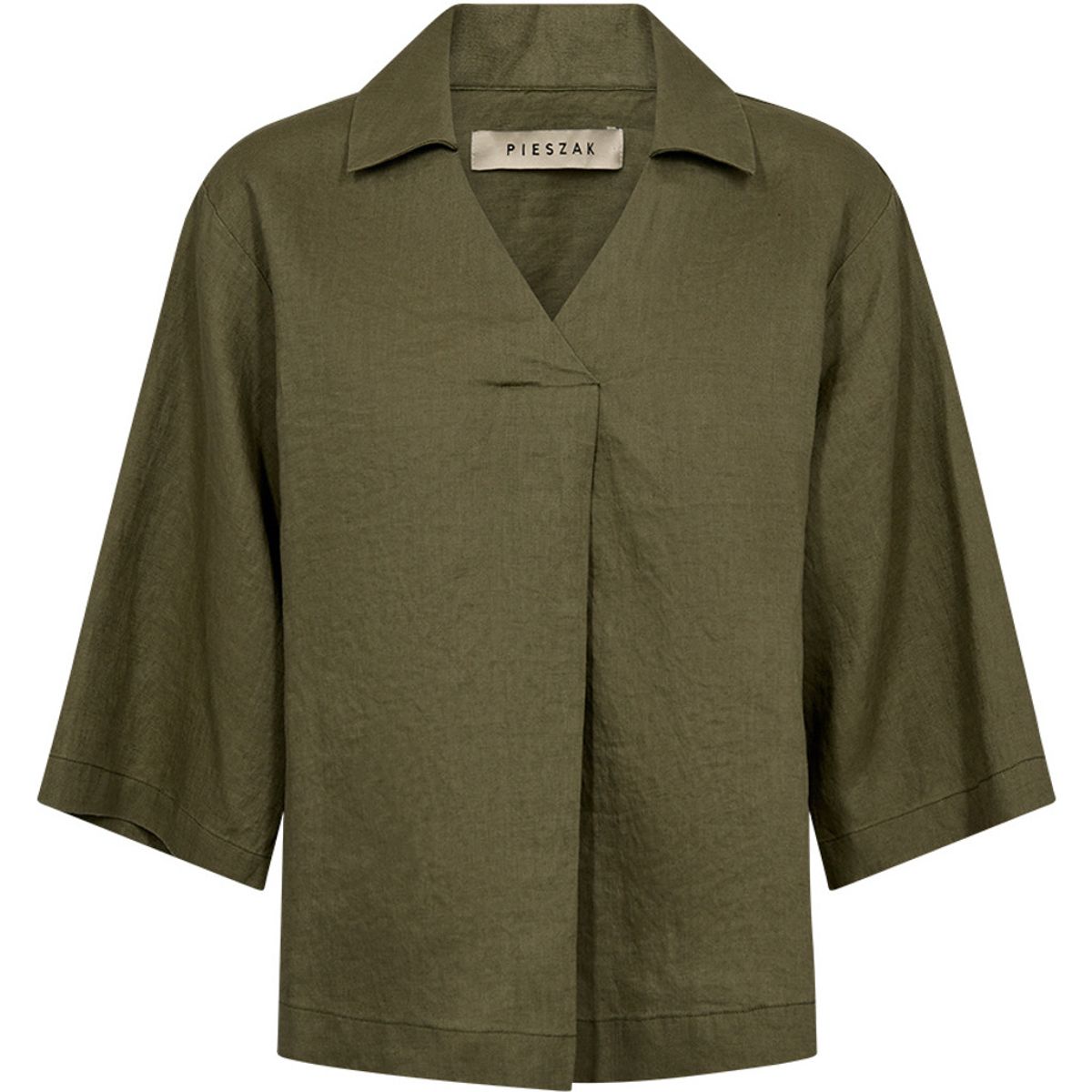 Pieszak Lina Linen V-neck Blouse Faded Green 