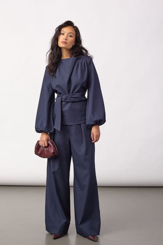 Cocouture Luna Tie Blouse Navy