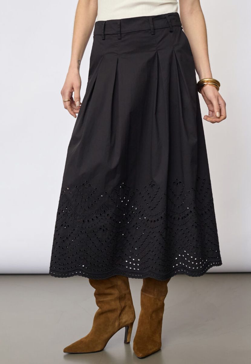 Cocouture Poppy Pleat Scallop Skirt Black 