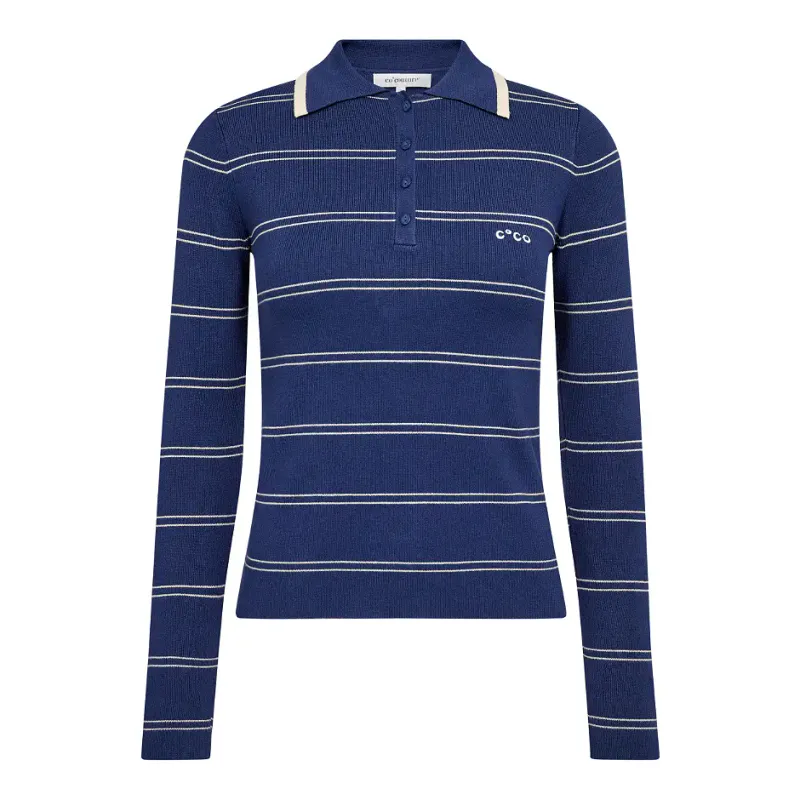 Cocouture Lue Stripe Polo Knit Blue