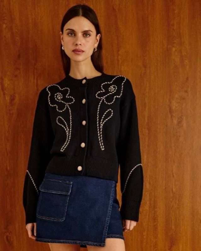 Rails Sybil Cardigan Western Floral Black