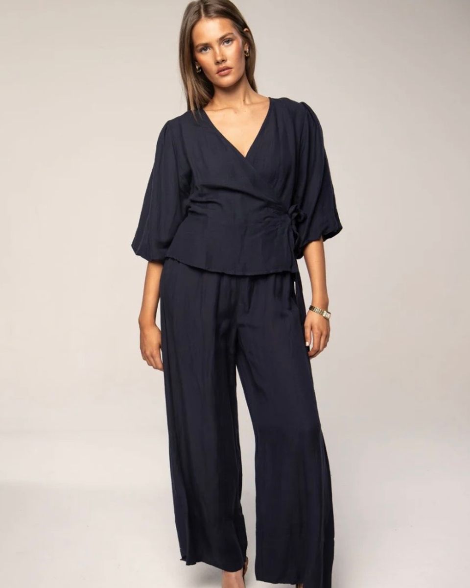 MISSMAYA Elida Pant Sailing Blue Linen