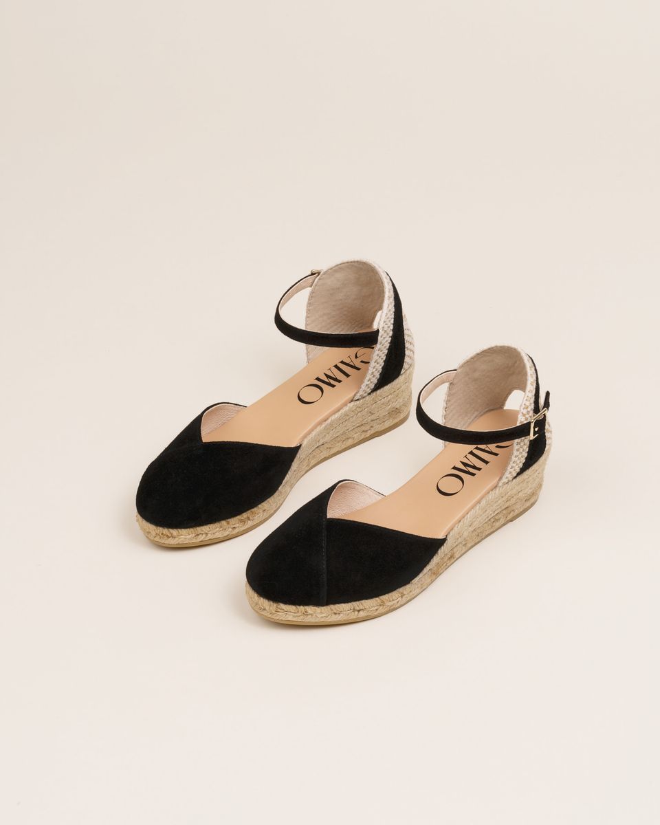Gaimo Copita Ante Low Wedge Espadrillo Black 