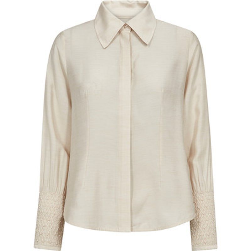 Pieszak Viola Beaded Shirt Oyster White Melange