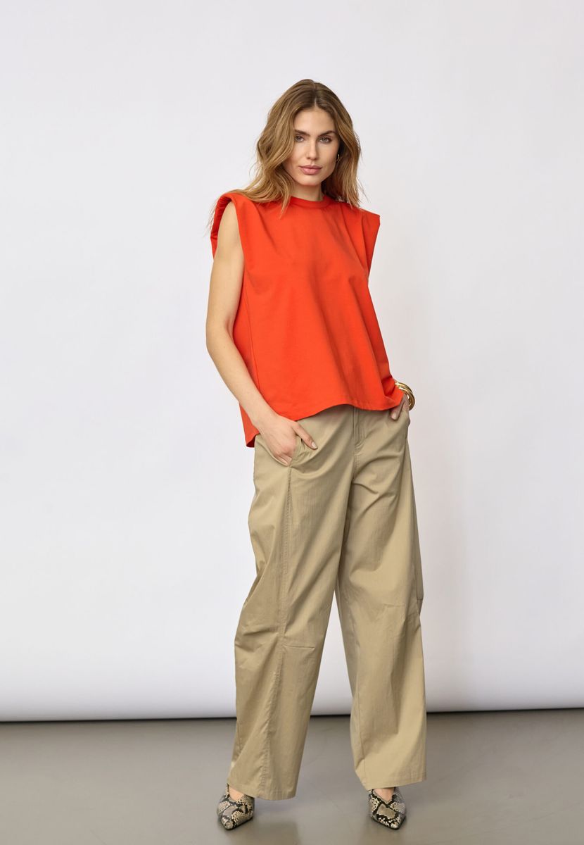 Cocouture Camilla Ruched Shoulder Tee Flame