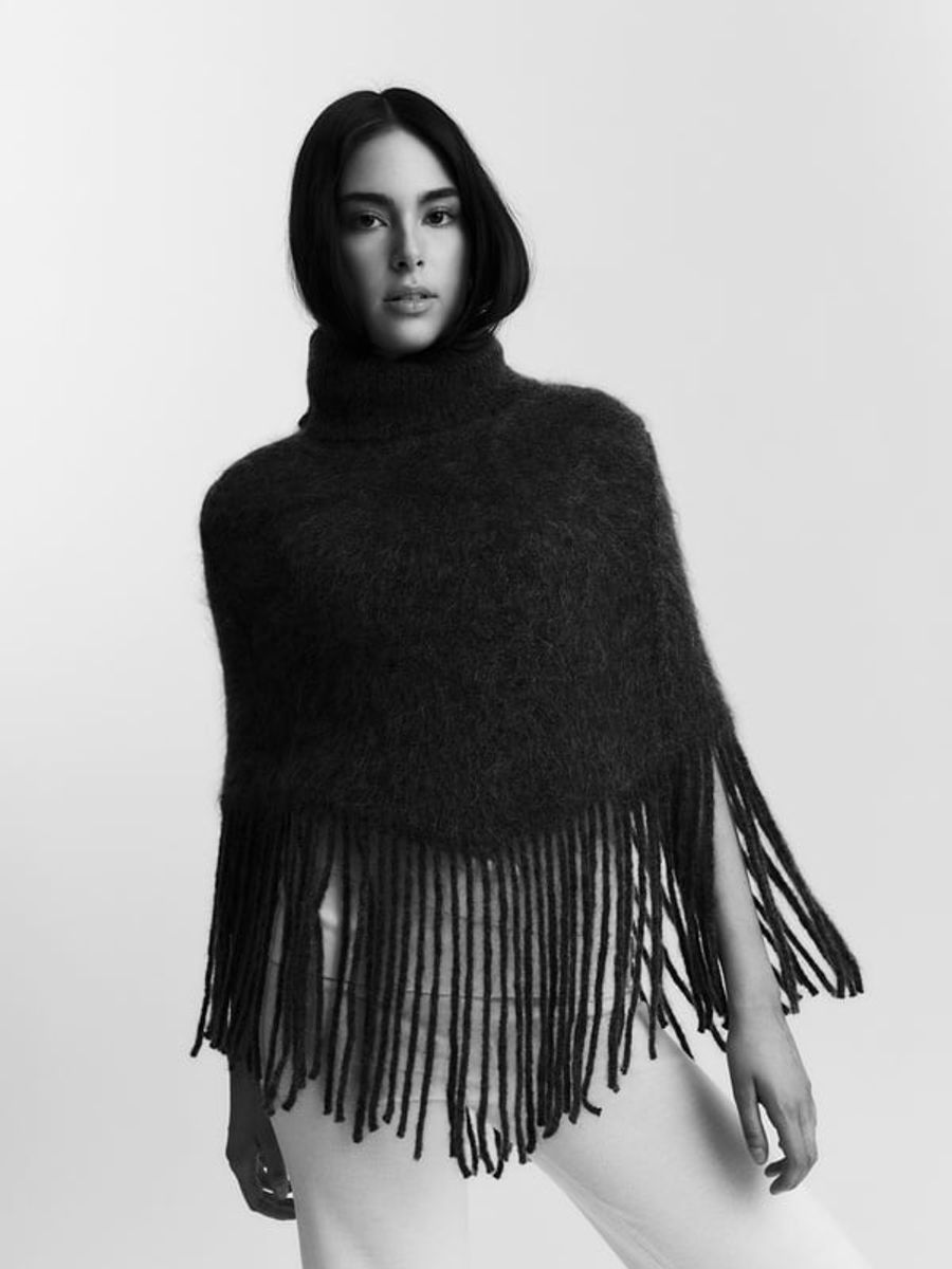 Ella and il Nikola Chunky Poncho Dark Brown