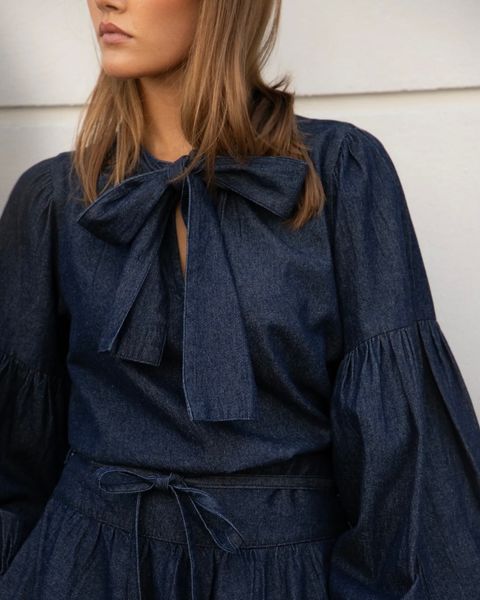 Hovedbilde MISSMAYA Ria Tie Up Blouse Dark Denim 