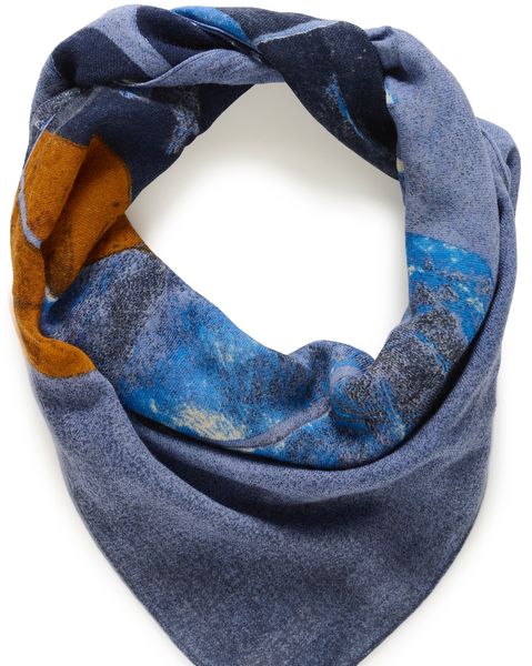 Hovedbilde Part Two Felisia Scarf Blue/Cognac Leaf Print 