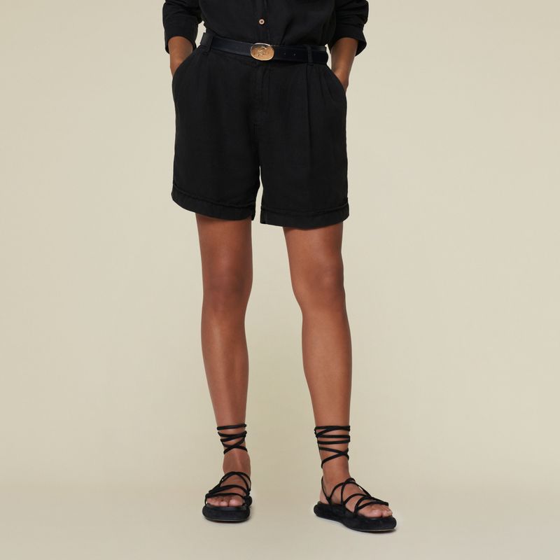 Lois Saya Linen Shorts Black