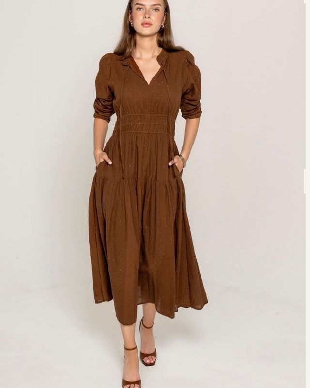 MISSMAYA Madison Dress Bisque Lurex